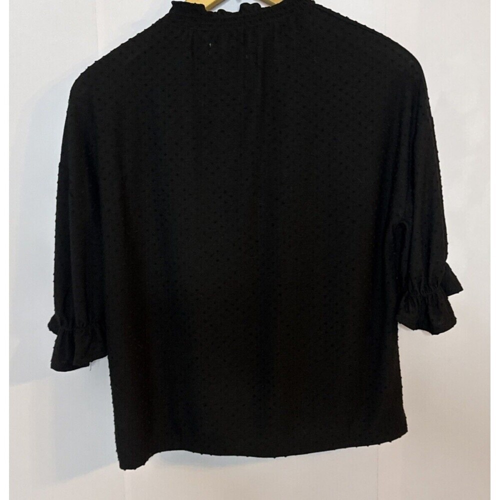 Madewell Polka Dot‎ Mock Neck Blouse Womens XS Ruffle Oversized Boxy Old Money - Picture 8 of 11
